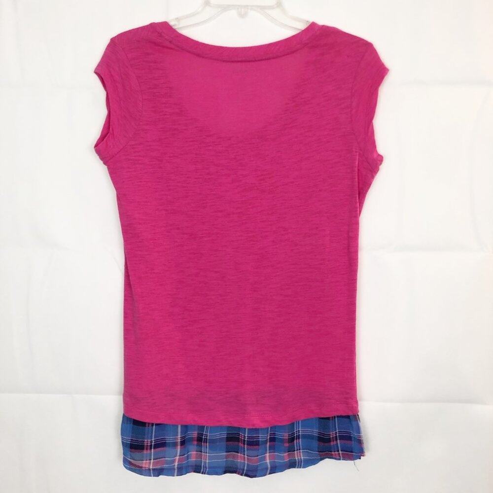 BoxerCraft Short Sleeve Faux Layered Fuchsia top Size S - Picture 7 of 11